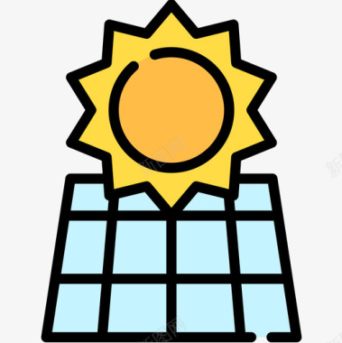太阳能太阳能电池板智能城市5线性颜色图标图标