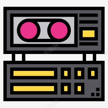 录音机录音机音乐84线性彩色图标图标