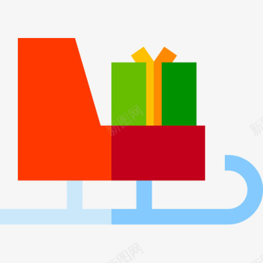雪橇圣诞144平底图标图标