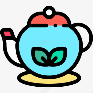 茶壶中国41线颜色图标图标