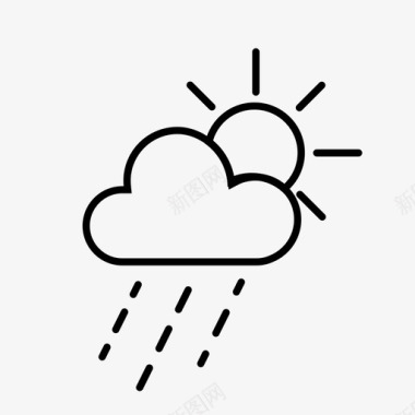 雨云和太阳下雨天气图标图标
