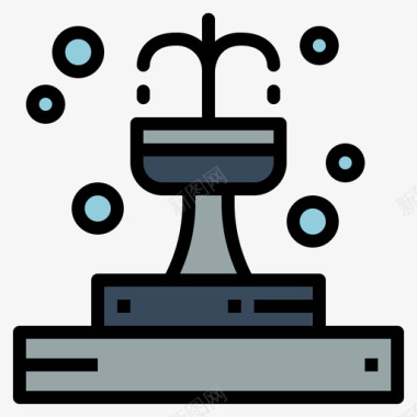喷泉动物园16线性颜色图标图标