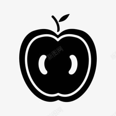 新鲜的半苹果食品新鲜图标图标
