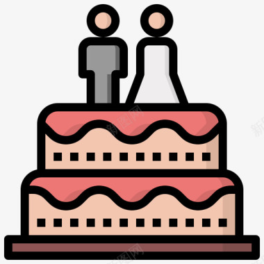 婚礼蛋糕素材婚礼蛋糕婚礼158线性颜色图标图标