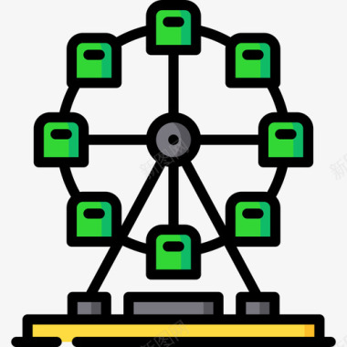 城市生活摩天轮城市生活17线性颜色图标图标