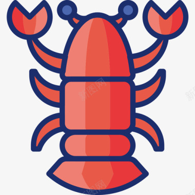 龙虾食品饮料7线形颜色图标图标