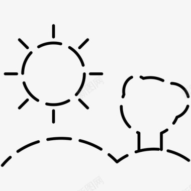 阳光鲜橙自然丘陵风景图标图标