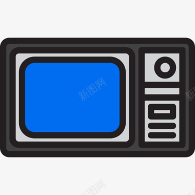 底纹复古电视复古小工具5线性颜色图标图标
