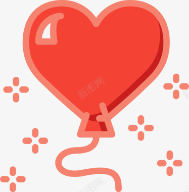 气球情人节5线性颜色图标图标