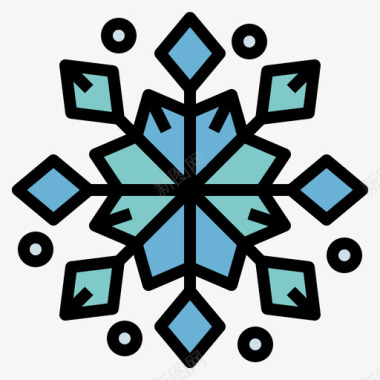 雪花标志雪花冬季71线形颜色图标图标