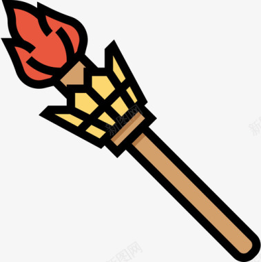 火炬夏威夷14线性颜色图标图标