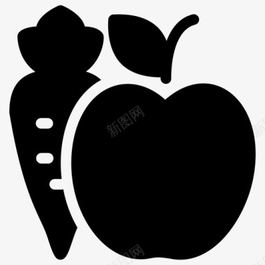 水果和蔬菜苹果胡萝卜图标图标