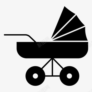 新生儿婴儿车家庭儿童图标图标