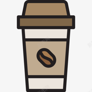纸杯咖啡店77线性颜色图标图标