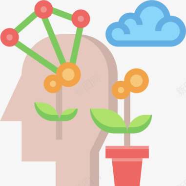 想法大脑过程4平淡图标图标