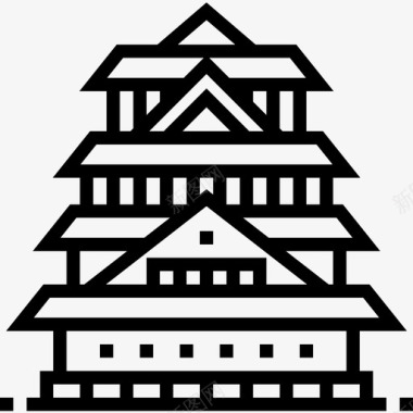 大阪城堡日本28直线图标图标
