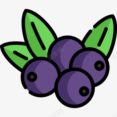 浆果水果和蔬菜12种线形颜色图标图标