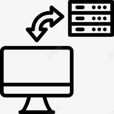 云传输数据传输数据库和云2线性图标图标