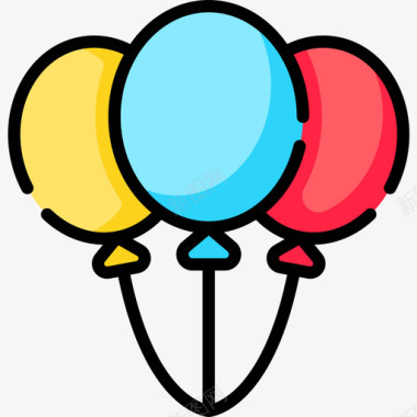气球儿童玩具23线性颜色图标图标