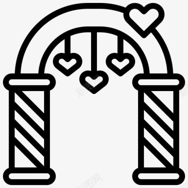 结婚拱门爱情和浪漫16直系图标图标