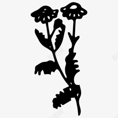 鲜花洋甘菊手绘图标图标