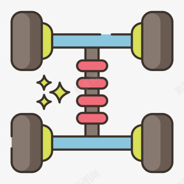 汽车服务卡片悬架汽车服务31线性颜色图标图标