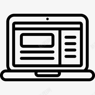 笔记本电脑博客6线性图标图标