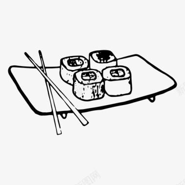 寿司食品手绘图标图标