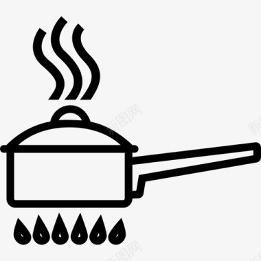 小锅烹饪火焰图标图标