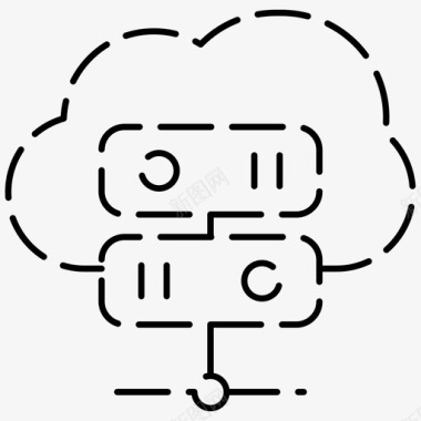 云计算云服务器网络托管虚线图标图标