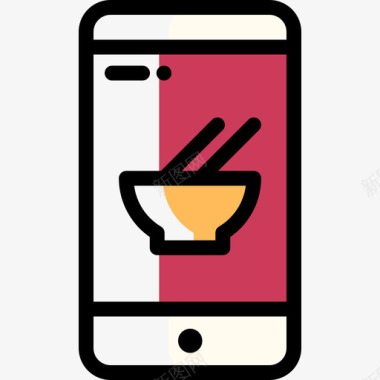 智能手机亚洲餐厅9颜色省略图标图标