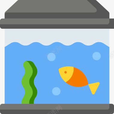 鱼缸自由时间23扁平图标图标