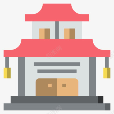 中国庙宇考古12平房图标图标