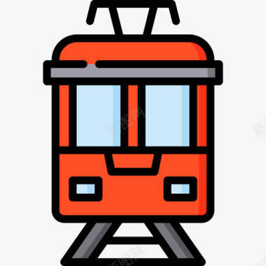 城市生活有轨电车城市生活17线性颜色图标图标