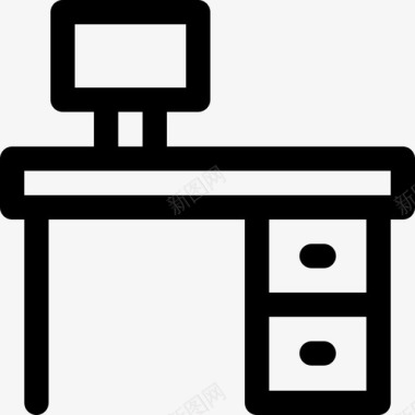 书桌PNG书桌室内16线性图标图标