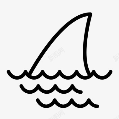鱼翅沙滩大白鲨图标图标