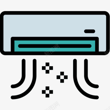 空调除臭剂空调旅舍3线性颜色图标图标