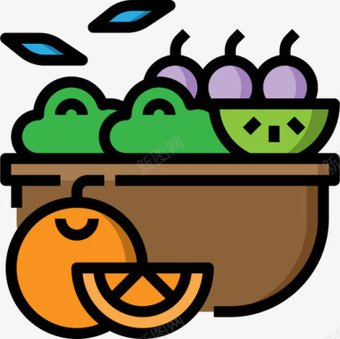 水果盒烧烤和烧烤派对3线性颜色图标图标