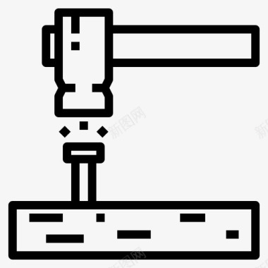 小木锤锤结构116线性图标图标