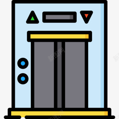 生活美电梯城市生活17线性颜色图标图标