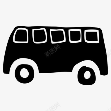 公共标识红公共汽车汽车运输图标图标