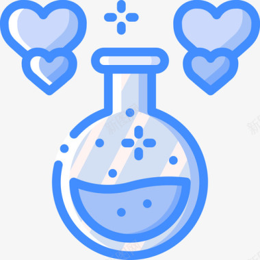 情人节的情书情人节4瓶蓝色的爱情药水图标图标