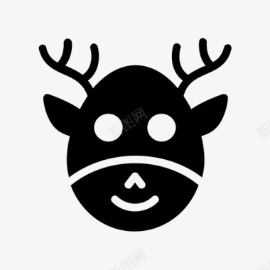 圣诞老人脸驯鹿动物圣诞节图标图标
