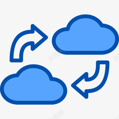 传输传输数据库和云蓝色图标图标