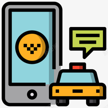 图标抖音应用应用程序出租车服务13线颜色图标图标