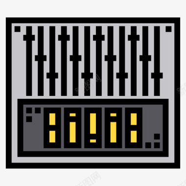 放射性标志混音器音乐84线性颜色图标图标