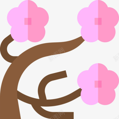 标志樱花樱花花和植物3平坦图标图标