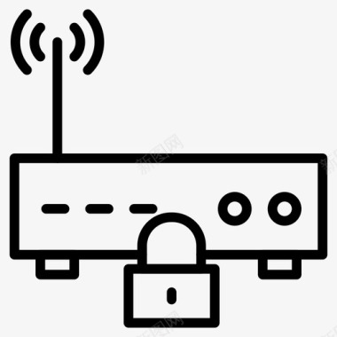像素海报设计安全路由器天线锁图标图标