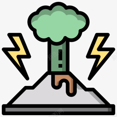 火山可持续能源24线性颜色图标图标
