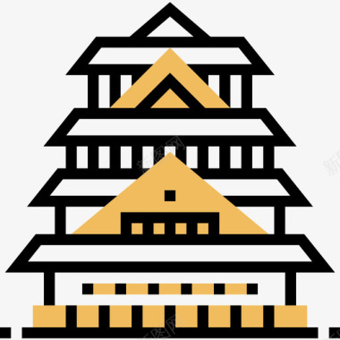 大阪城堡日本25黄影图标图标